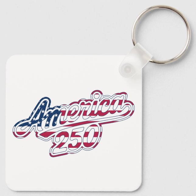 America 250 Flag Script Semiquincentennial Design Key Ring (Back)