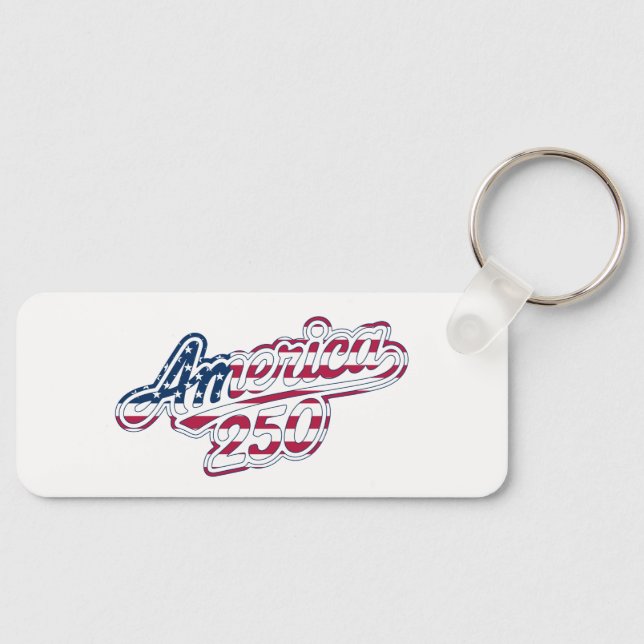 America 250 Flag Script Semiquincentennial Design Key Ring (Front)