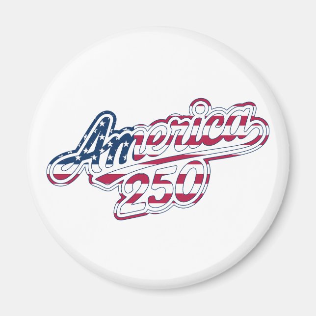 America 250 Flag Script Semiquincentennial Design Magnet (Front)