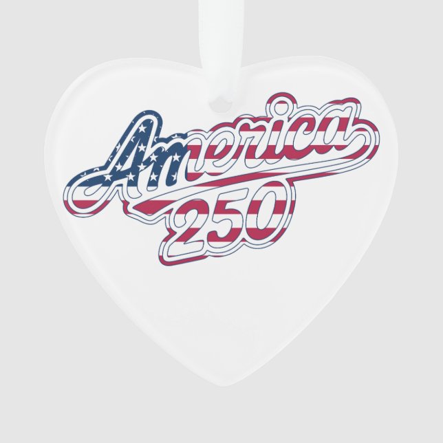America 250 Flag Script Semiquincentennial Design Ornament (Front)