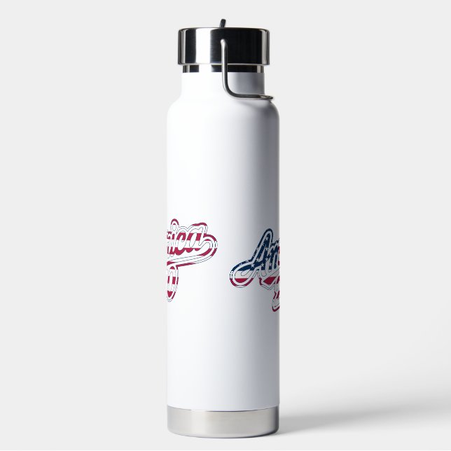 America 250 Flag Script Semiquincentennial Design Water Bottle (Left)