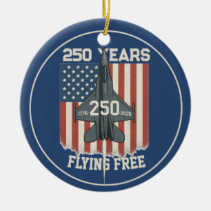 America 250 Flying Free Ornament Patriotic Jet 177