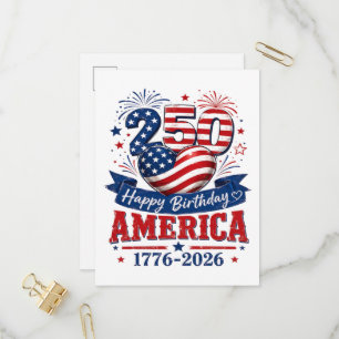 America 250 Happy Birthday Patriotic Celebration Invitation Postcard