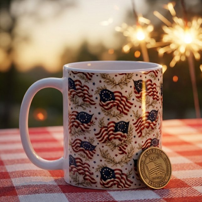 America 250 Heritage Flag Pattern Coffee Mug (Creator Uploaded)
