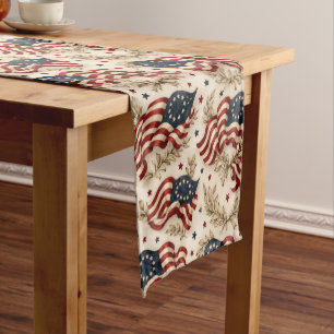 America 250 Heritage Flag Pattern Short Table Runner