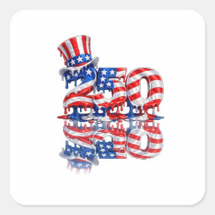 America 250 July 4th Key Chain Square Sticker