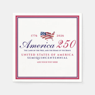America 250 Land of Free Home Brave Red Patriotic Napkin