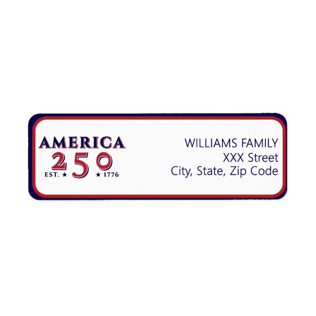 America 250 Patriotic Anniversary Return Address Label (Front)