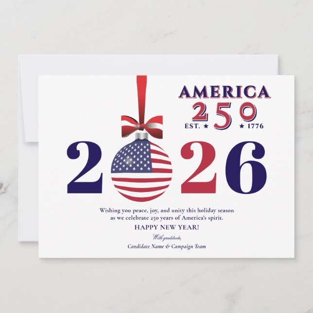 America 250 Patriotic Christmas 2025 Sponsor Donor Holiday Card (Front)
