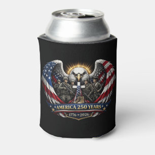 America 250 Patriotic Eagle and Military Tribute Can Cooler