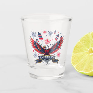 America 250 Patriotic Eagle Fireworks Celebration Shot Glass