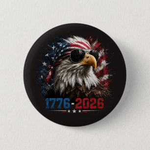 America 250 Patriotic Eagle Flag  1776–2026 6 Cm Round Badge