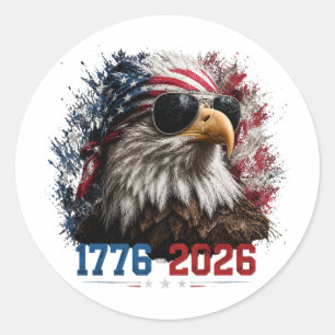 America 250 Patriotic Eagle Flag 1776–2026 Classic Round Sticker
