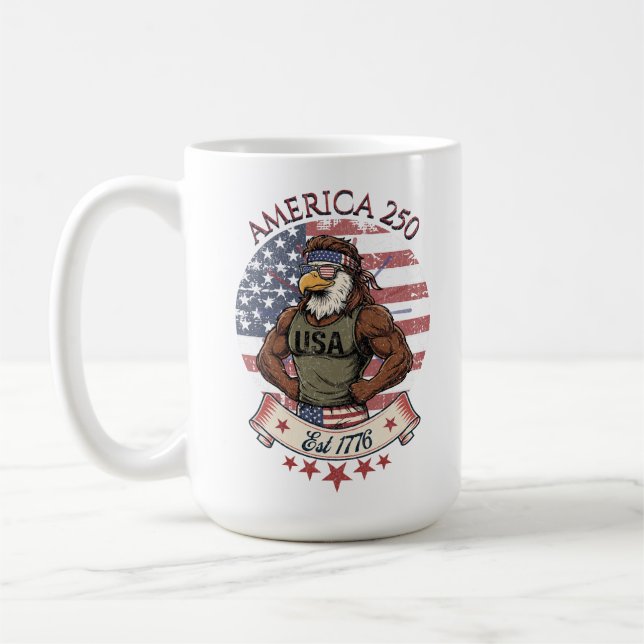 America 250 Patriotic Eagle Strength Art Coffee Mug (Left)