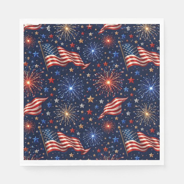 America 250 Patriotic Fireworks Flag Pattern Napkin (Front)