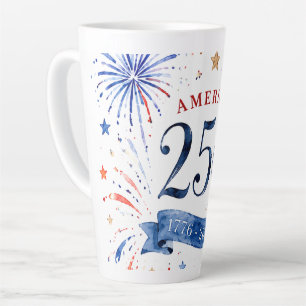 America 250 Patriotic Fireworks Mug, Gift for Him Latte Mug