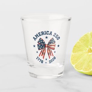 America 250 Patriotic Flag Bow Anniversary Design Shot Glass