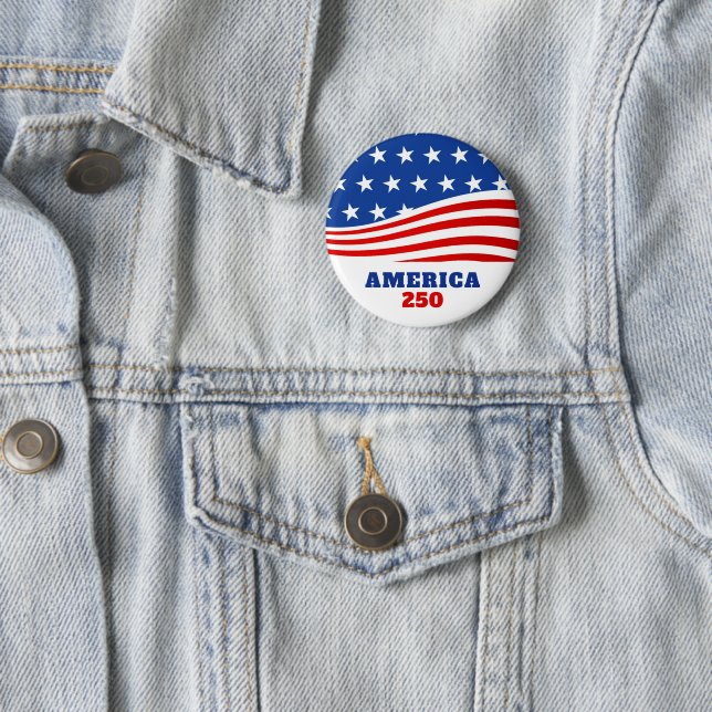 America 250 Patriotic USA Flag Button (In Situ)