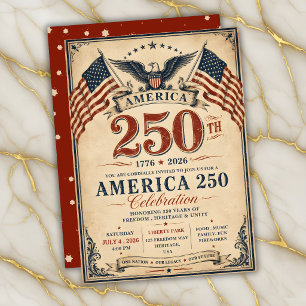 America 250 Patriotic Vintage Invitation