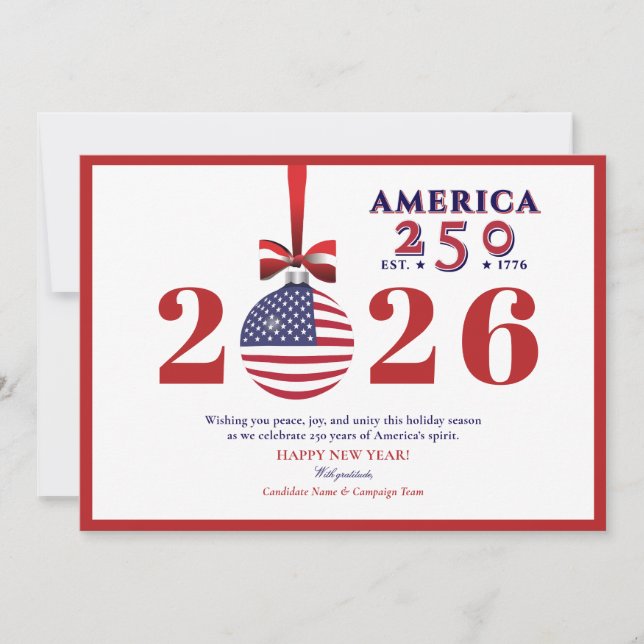 America 250 Red Patriotic Christmas Sponsor Donor Holiday Card (Front)