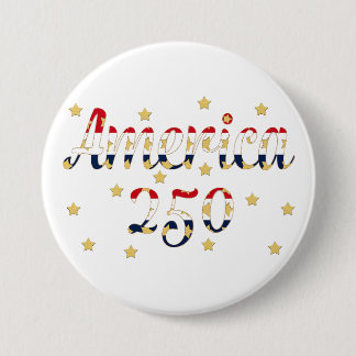 America 250 Red, White Blue Faux Gold 7.5 Cm Round Badge