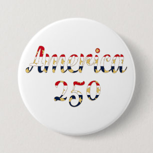 America 250 Red, White Blue Faux Gold 7.5 Cm Round Badge