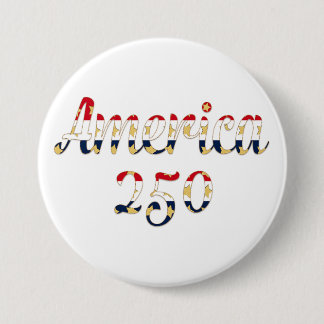 America 250 Red, White Blue Faux Gold 7.5 Cm Round Badge