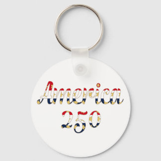 America 250 Red, White Blue Faux Gold Key Ring
