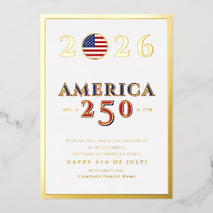 America 250 Semiquincentennial 2026 July 4th Foil Holiday Card
