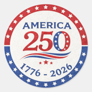 America 250 Semiquincentennial Patriotic Logo 1776 Classic Round Sticker