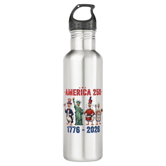 America 250 Silly Geese Funny Patriotic Water Bott 710 Ml Water Bottle (Front)
