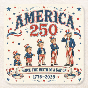 America 250 square paper coaster