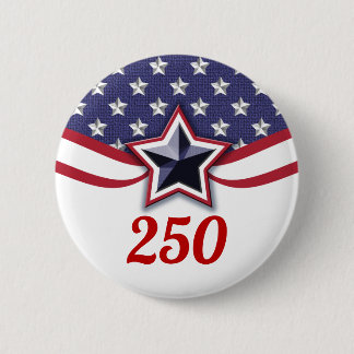 America 250 Stars Stripes Design 6 Cm Round Badge
