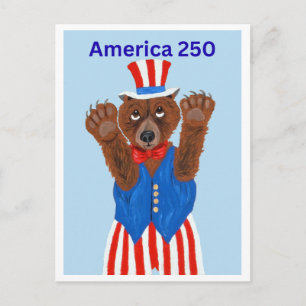  America 250 Uncle Sam Bear  Invitation Postcard