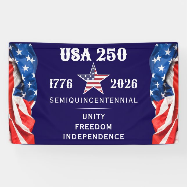 America 250 Unity Freedom Independence Patriotic Banner (Horizontal)