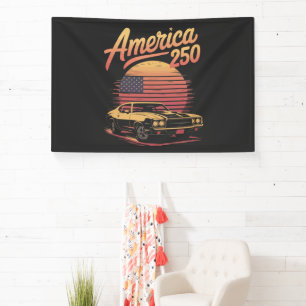 America 250 US Retro Sunset Banner