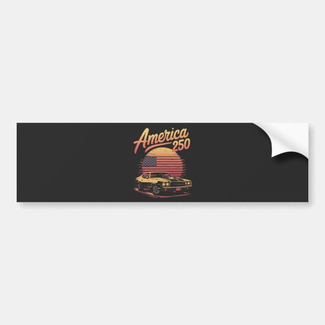 America 250 US Retro Sunset Bumper Sticker (Front)