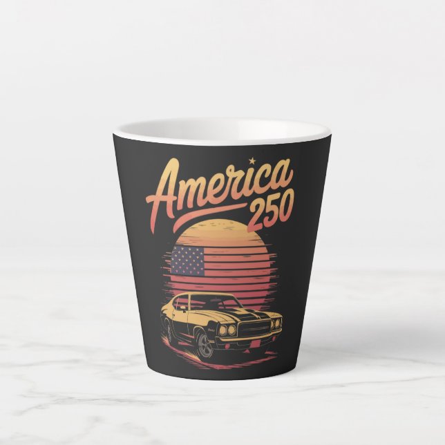 America 250 US Retro Sunset Latte Mug (Front)