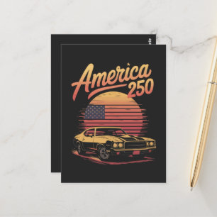 America 250 US Retro Sunset Postcard