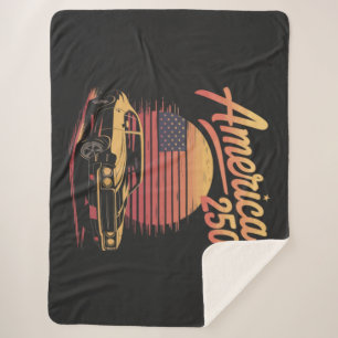 America 250 US Retro Sunset Sherpa Blanket
