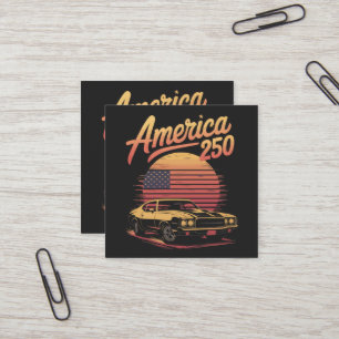 America 250 US Retro Sunset Square Business Card