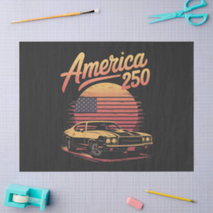 America 250 US Retro Sunset Tissue Paper