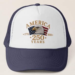 America 250 Years 1776–2026 Patriotic Eagle Trucker Hat