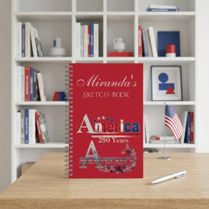 America 250 years Anniversary Floral Ornate Sketch Notebook