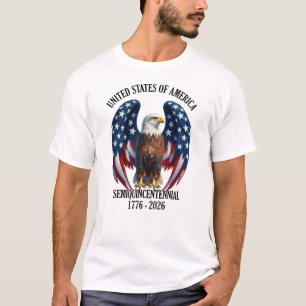 America 250 Years Eagle with Flag Wings 1776-2026 T-Shirt