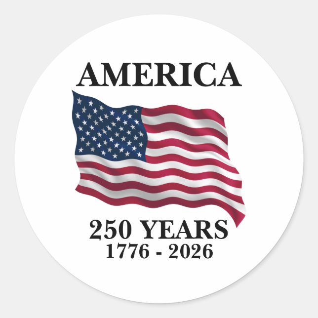 America 250 Years Flag Classic Round Sticker (Front)