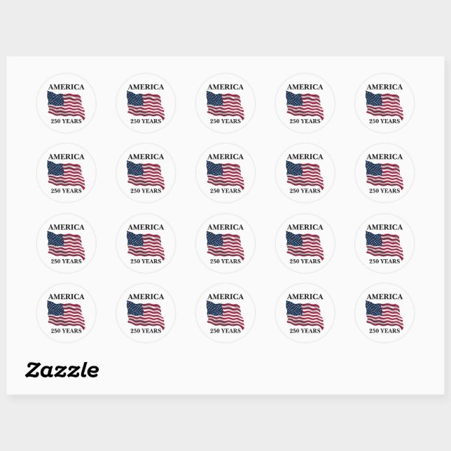 America 250 Years Flag Classic Round Sticker (Sheet)