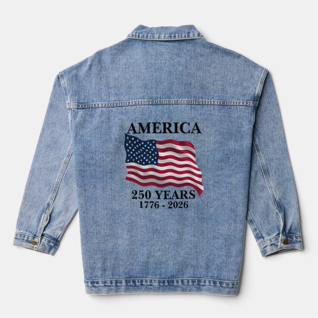 America 250 Years Flag Denim Jacket (Back)