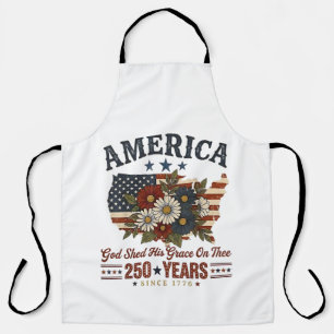 America 250 Years Flag Floral Apron