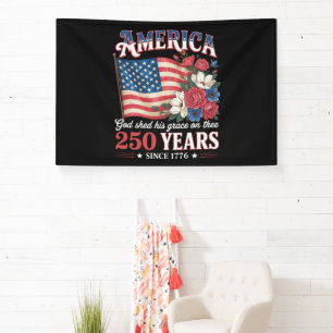 America 250 Years Flag Floral Banner